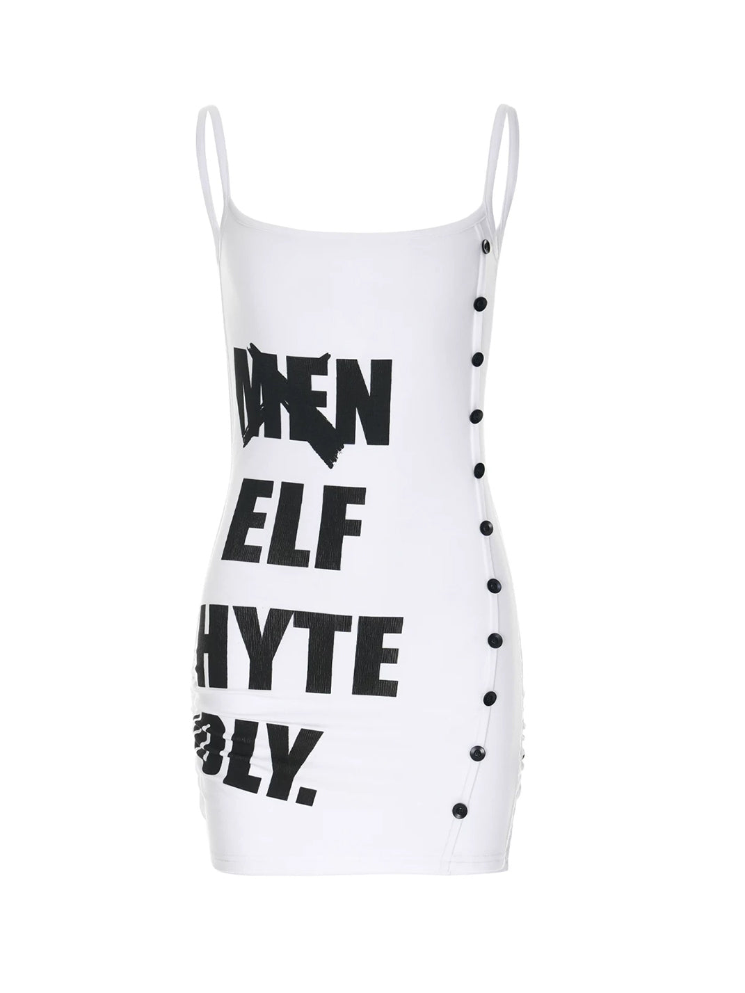 Letterpress Ruched Button Mini Dress — view 1