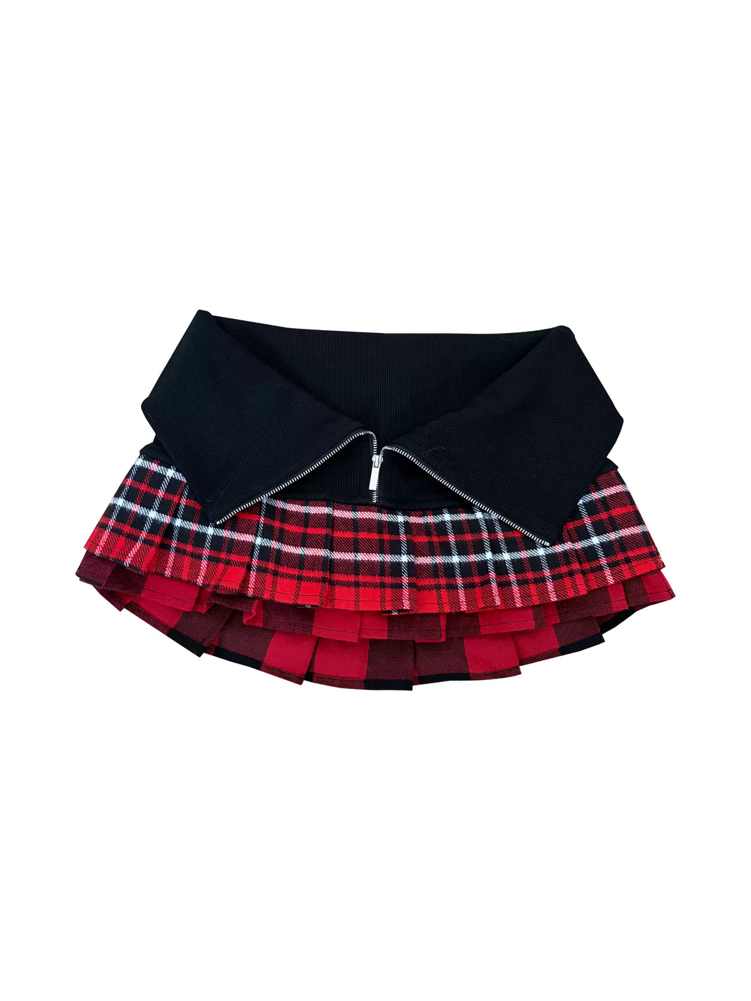 Foldover Plaid Zip-Detail Mini Skort — view 1