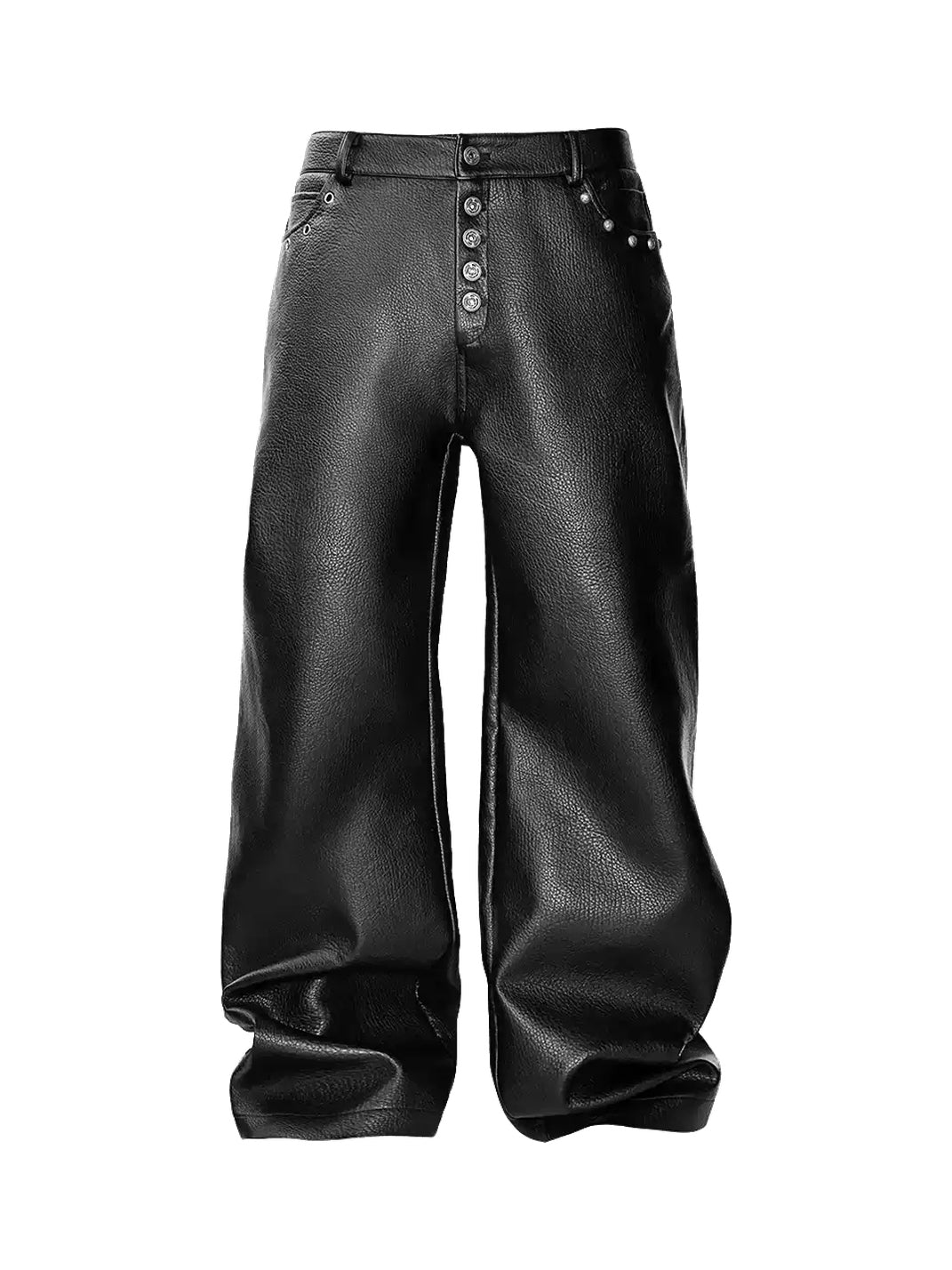 Studded Texture Wide-Leg PU Trousers — view 1