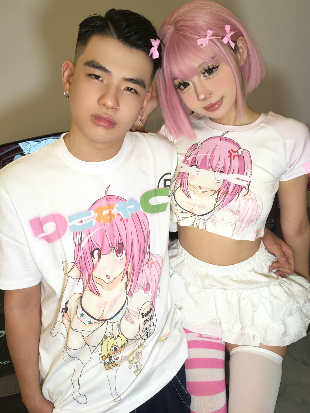 Pink Starlight Anime Raglan Crop Tee — view 3