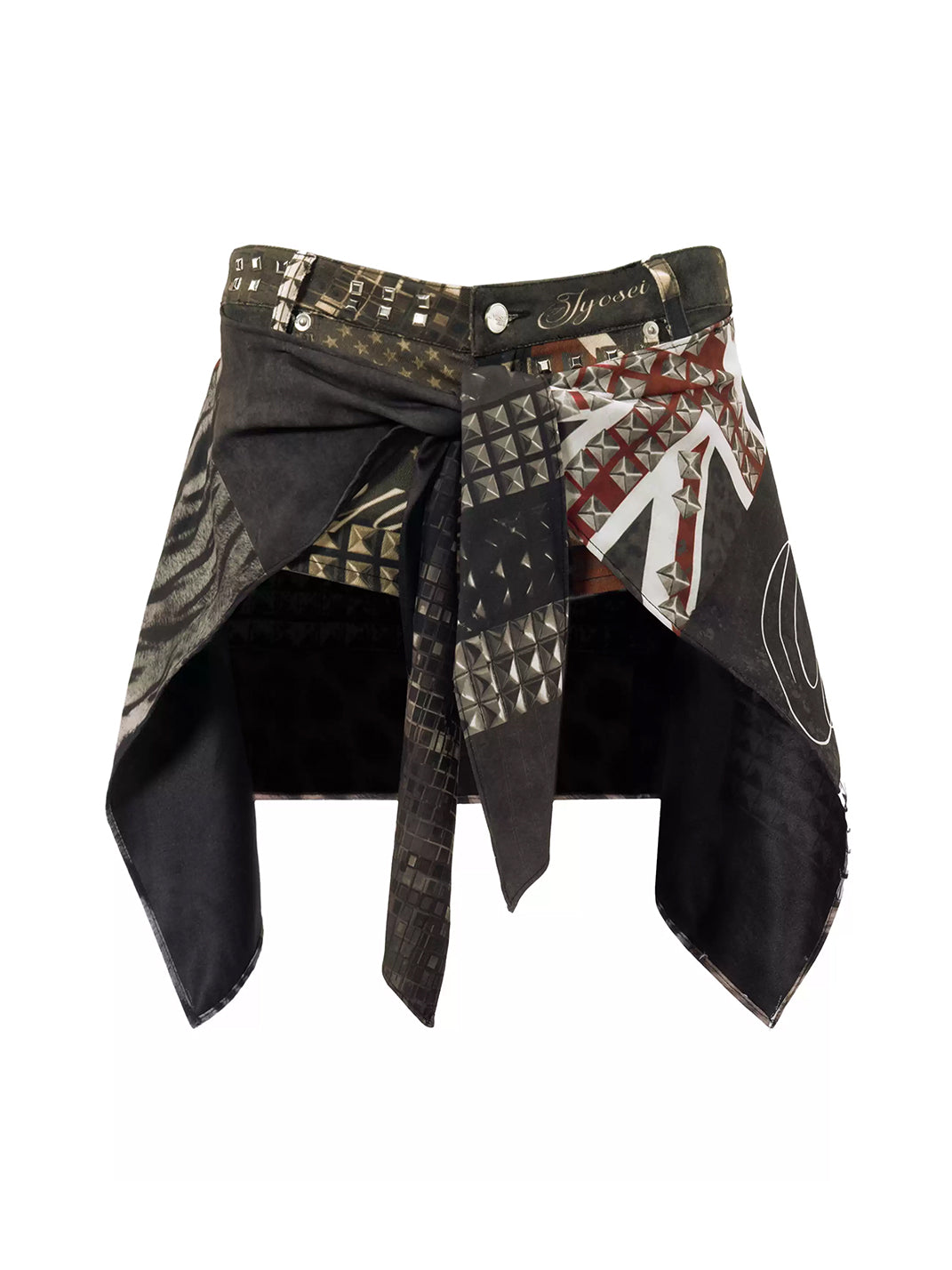 Patchwork Tie-Wrap Micro Shorts — view 1
