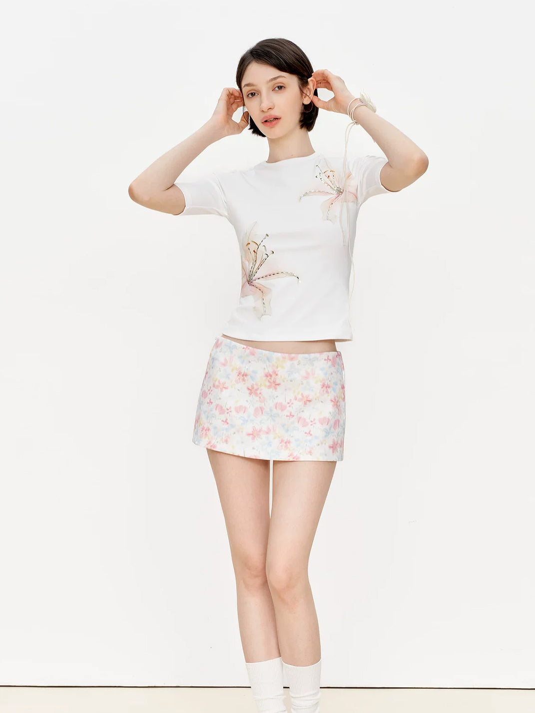 Watercolor Bloom Beaded Mini Skort — view 5