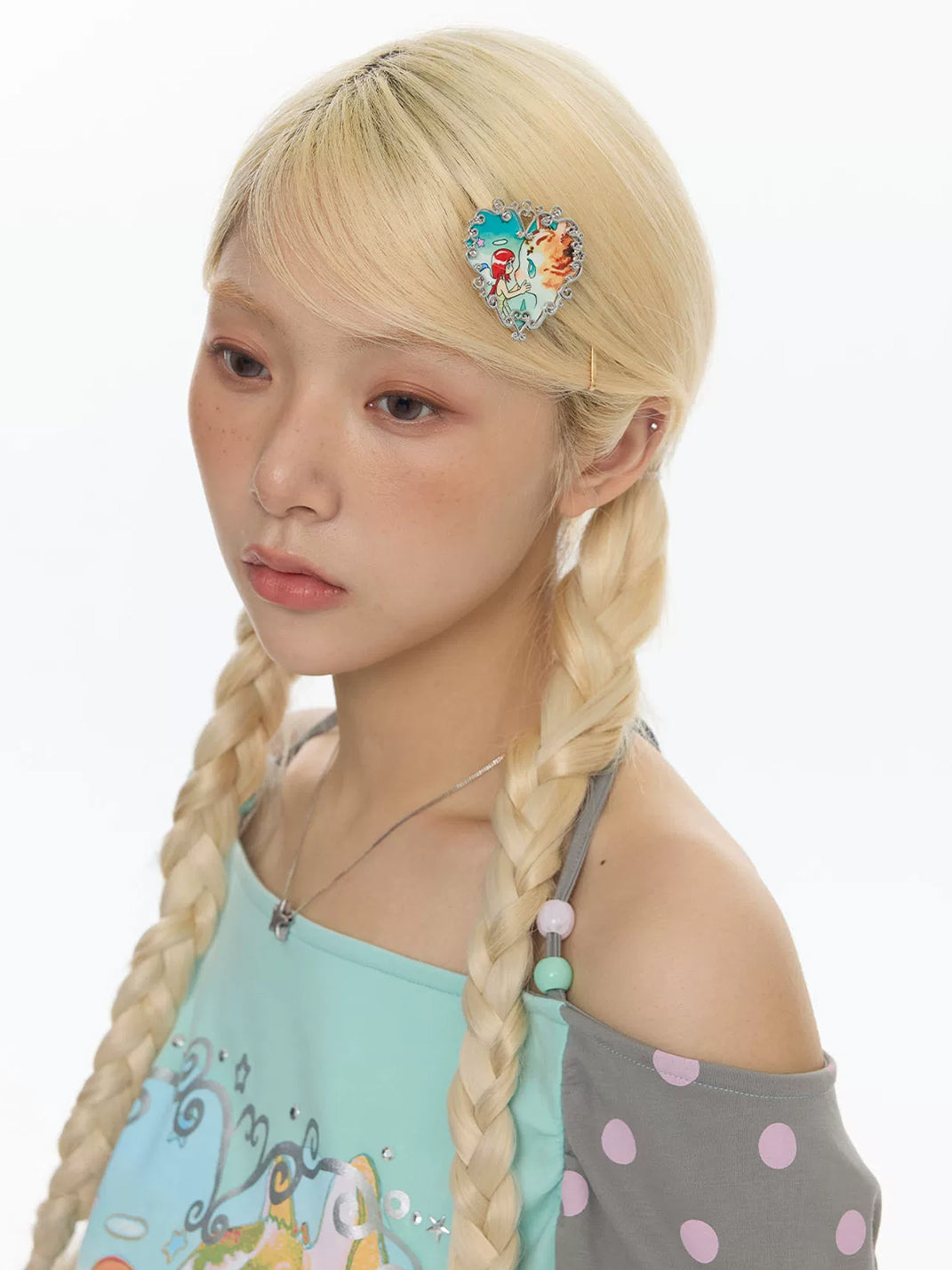 Angel & Cat Filigree Heart Hair Clip — view 4