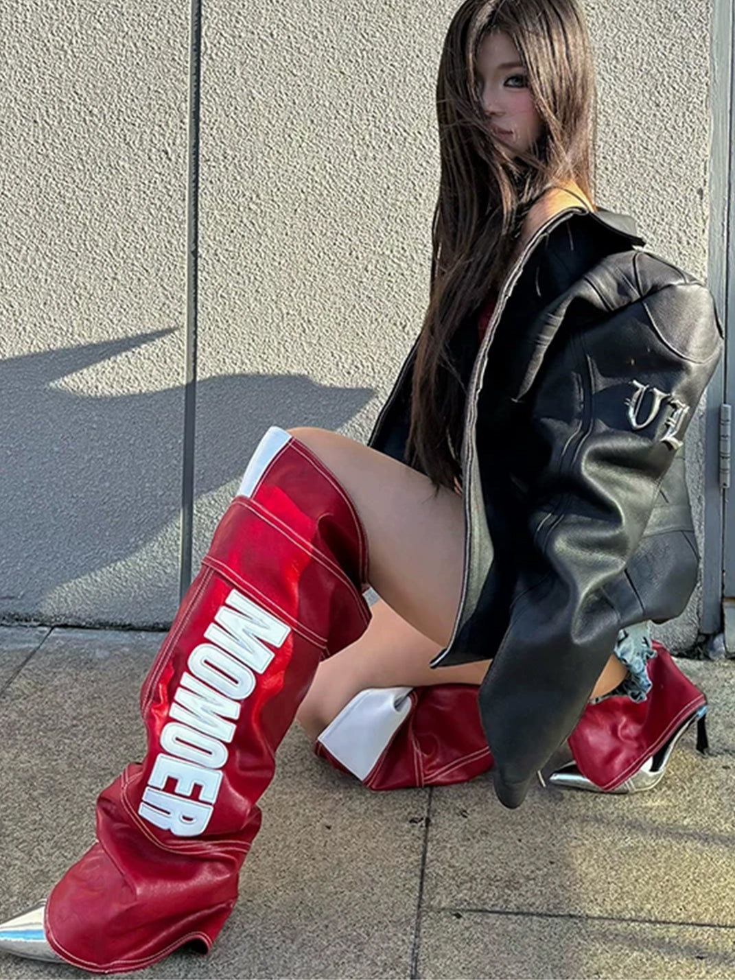 Gloss Script Red Boot Covers — view 2