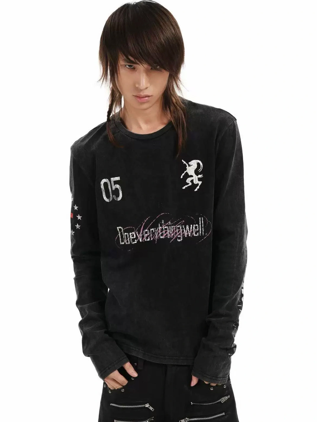 Washed Noir Allover Graphic Long-Sleeve Tee — view 2