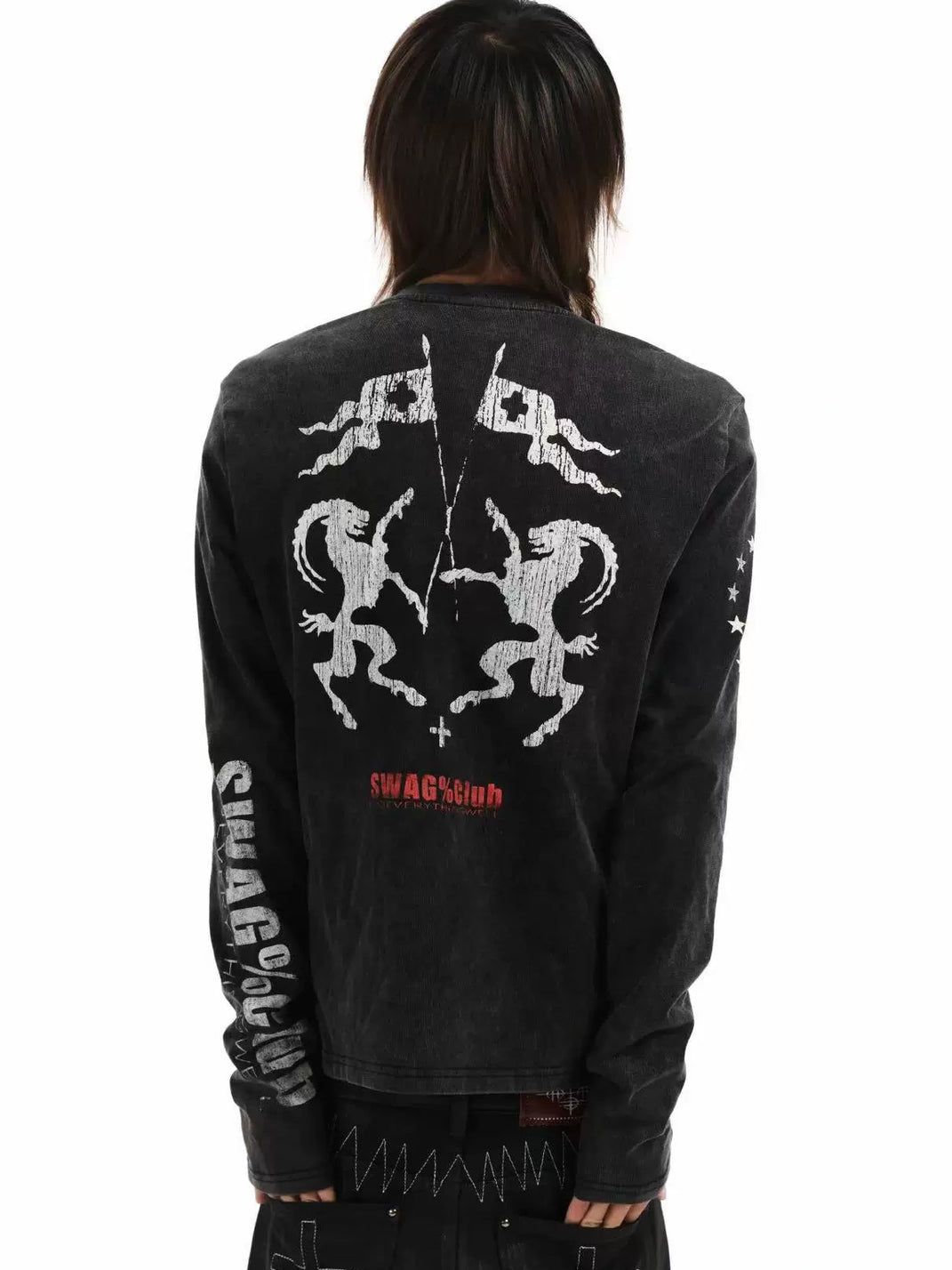 Washed Noir Allover Graphic Long-Sleeve Tee — view 4