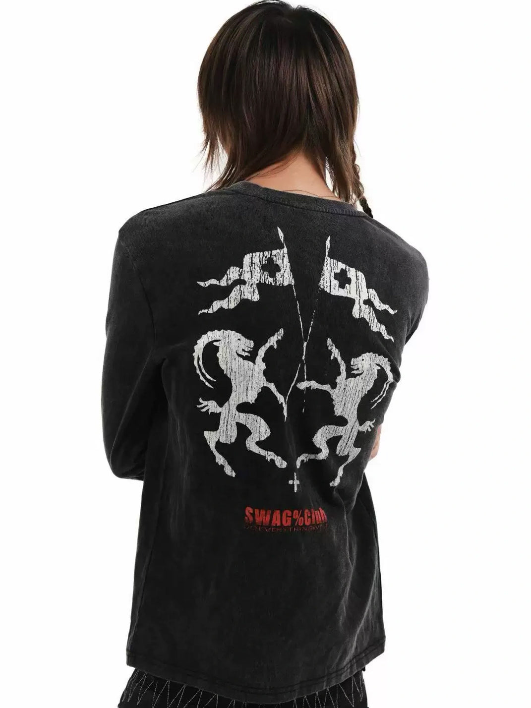 Washed Noir Allover Graphic Long-Sleeve Tee — view 5