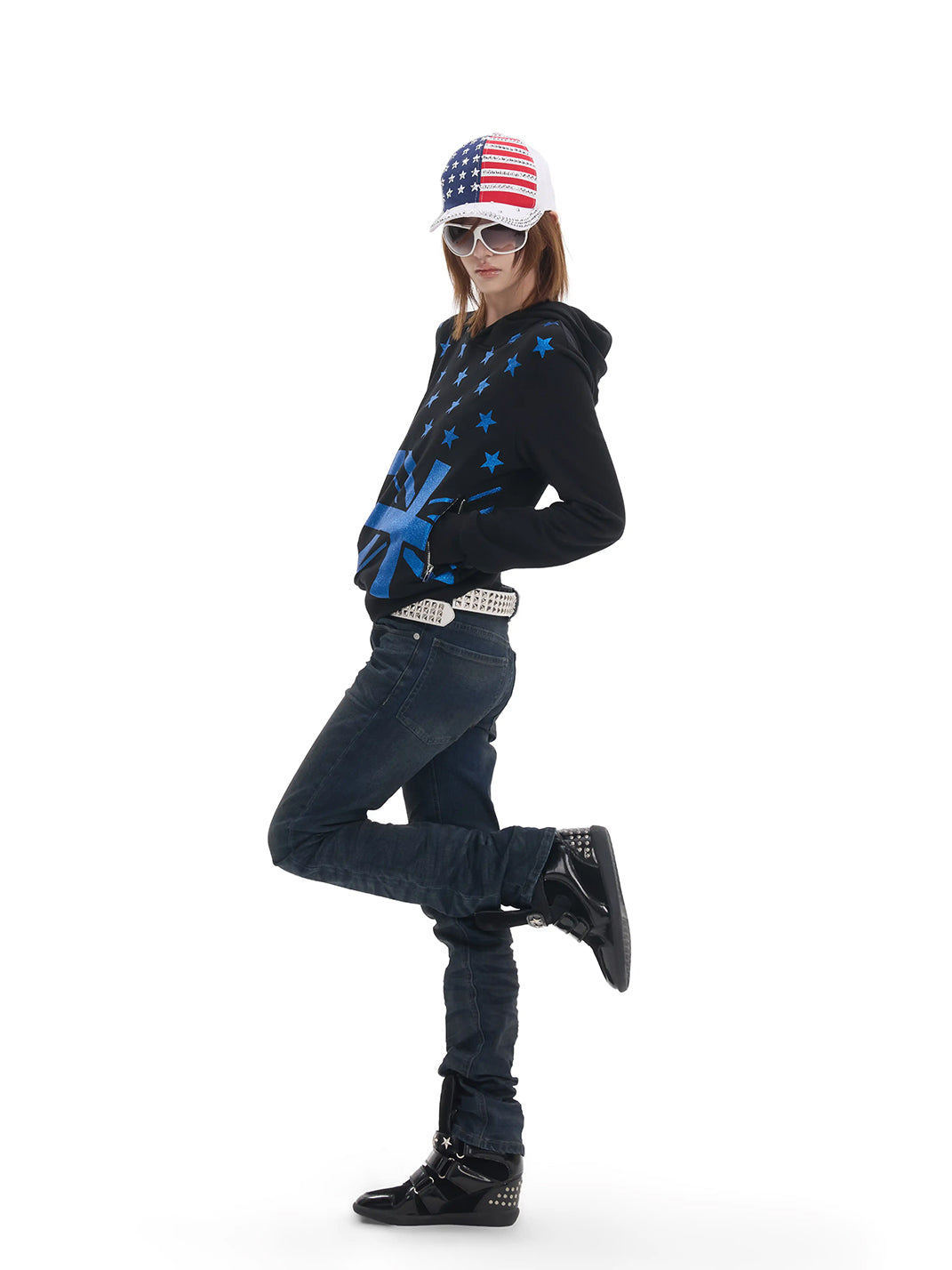 Blue Starlight Flag Pullover Hoodie — view 7