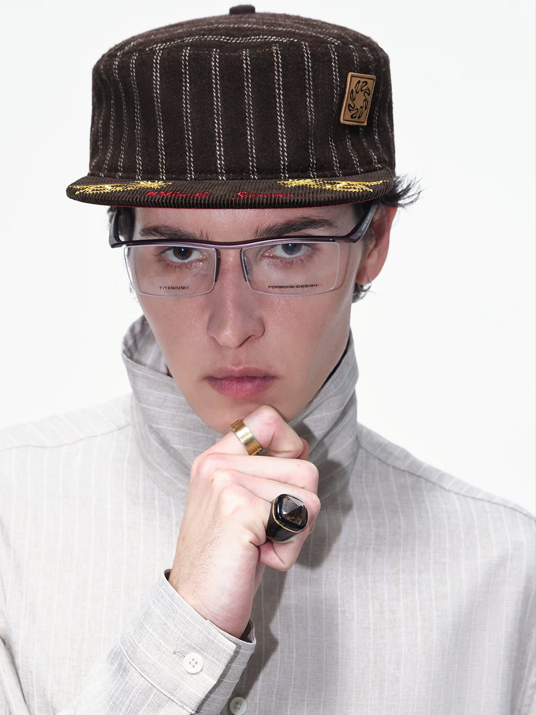 Pinstripe Crest Flat-Brim Cap — view 7