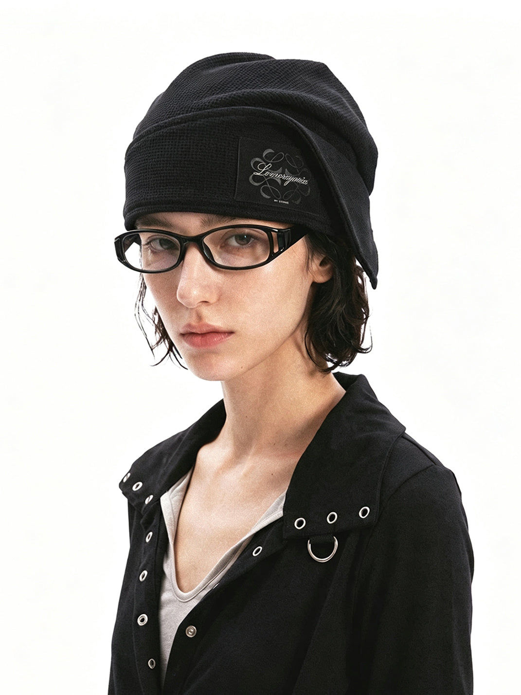 Draped Waffle Knit Button Cap — view 2