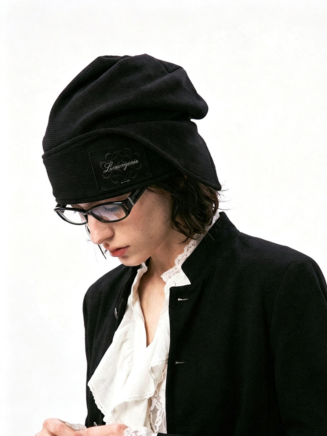 Draped Waffle Knit Button Cap — view 5