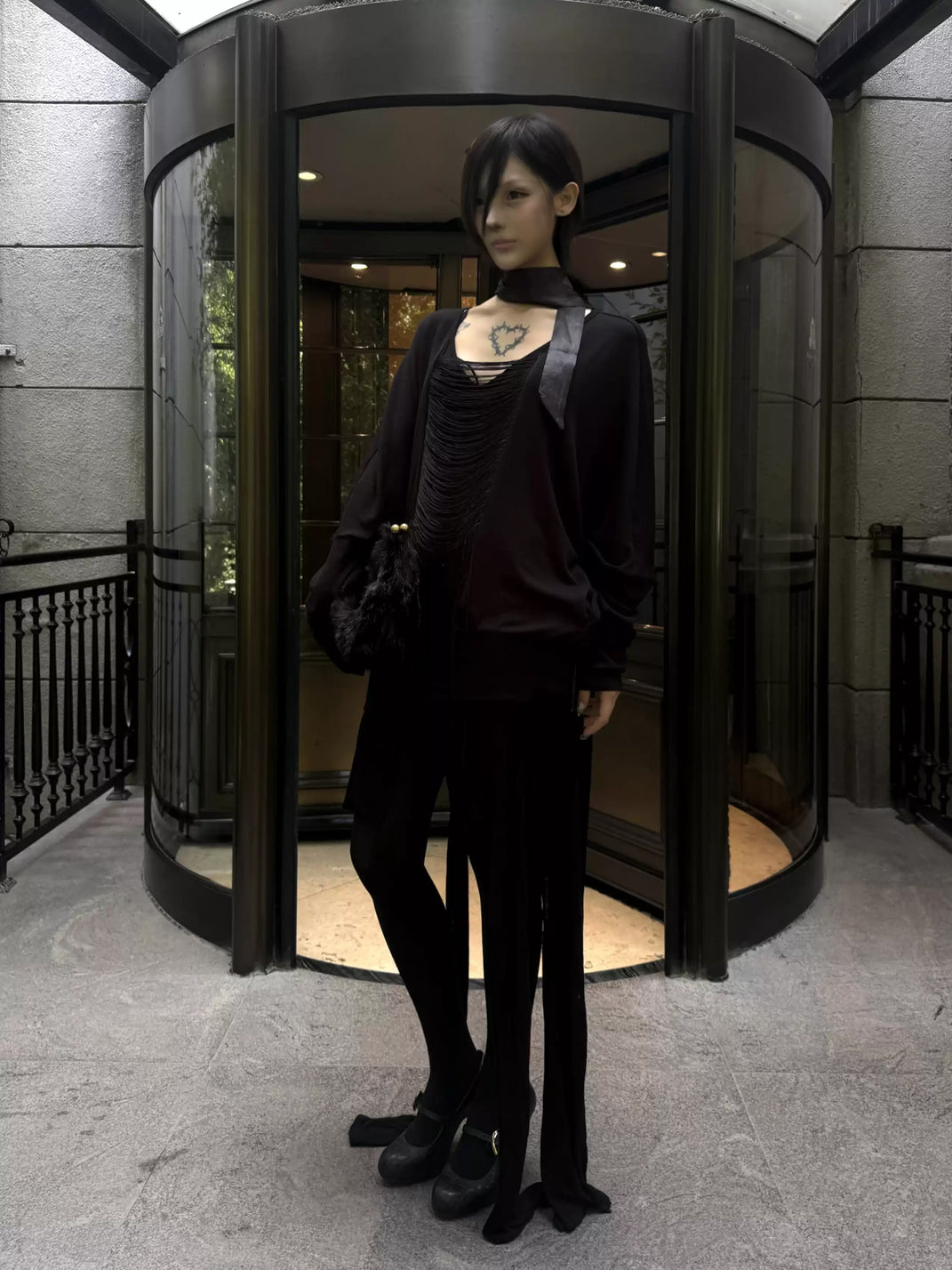 Fringe Scoop-Neck Batwing Top — view 3