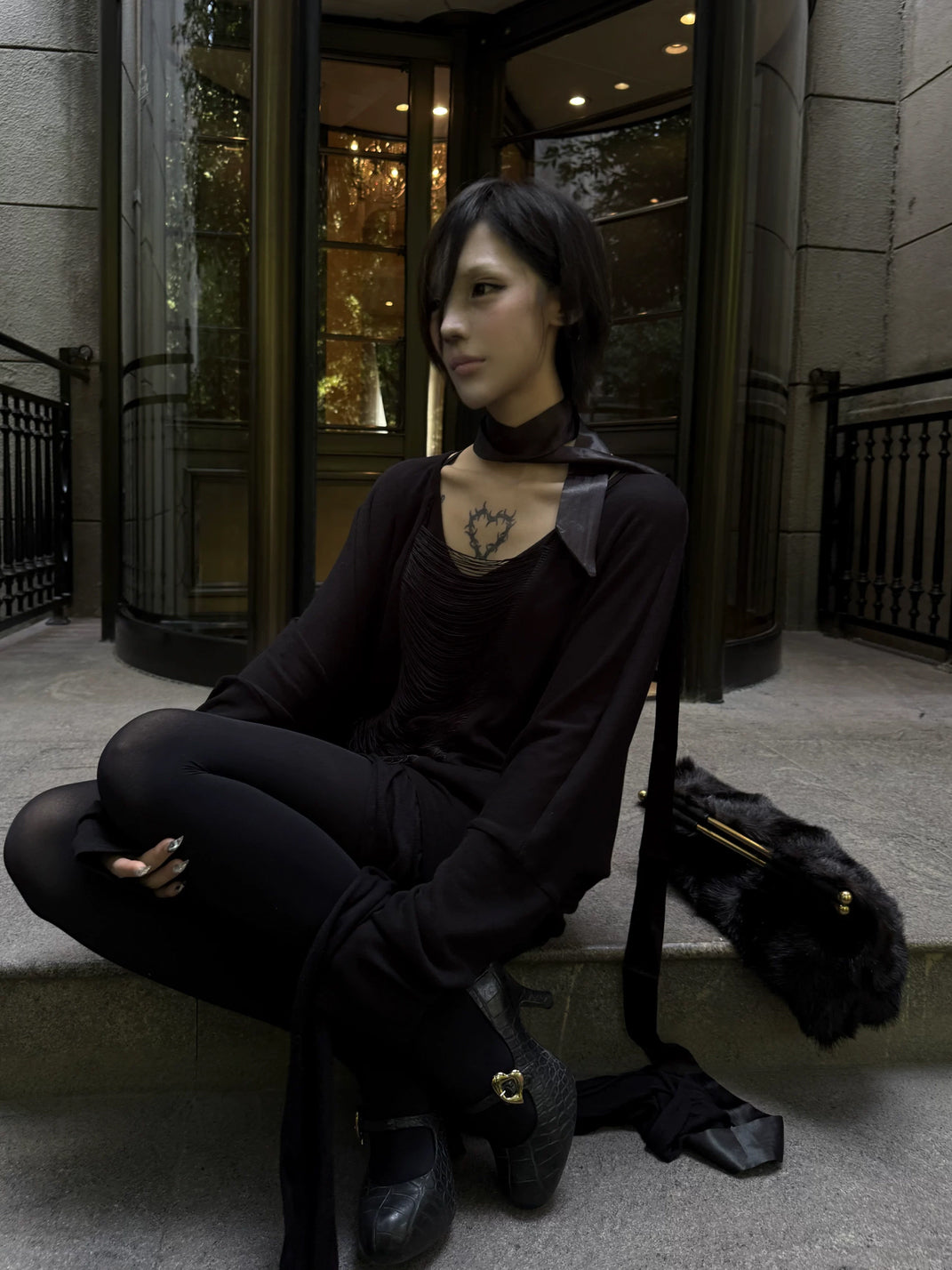 Fringe Scoop-Neck Batwing Top — view 6