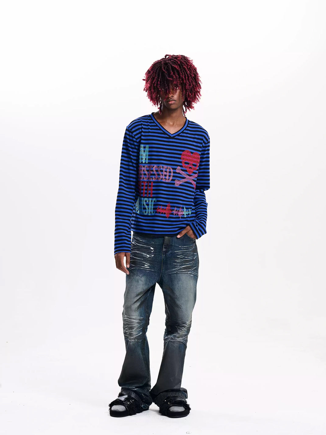 Waxed Indigo Flare Jeans — view 7