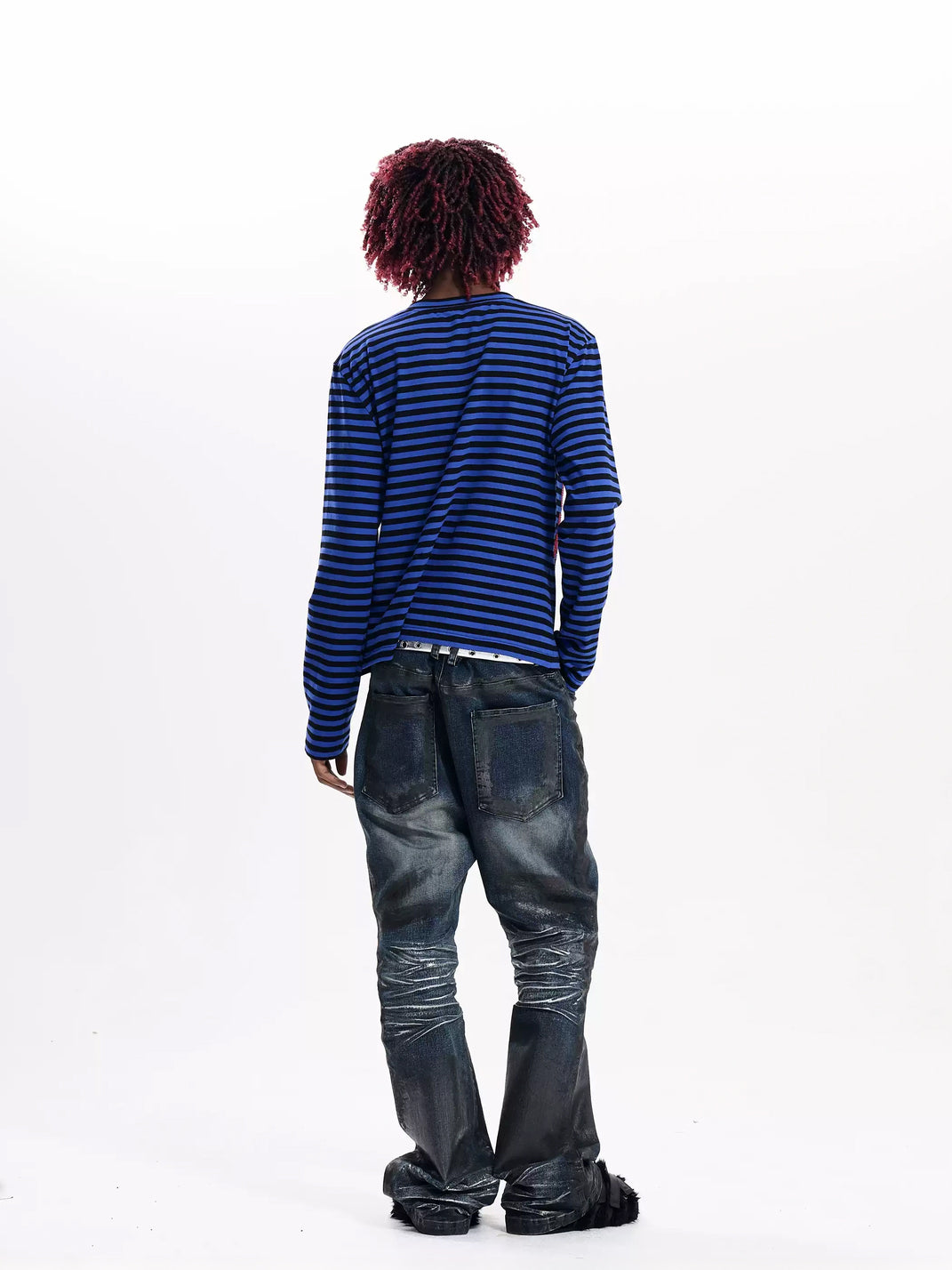 Waxed Indigo Flare Jeans — view 8