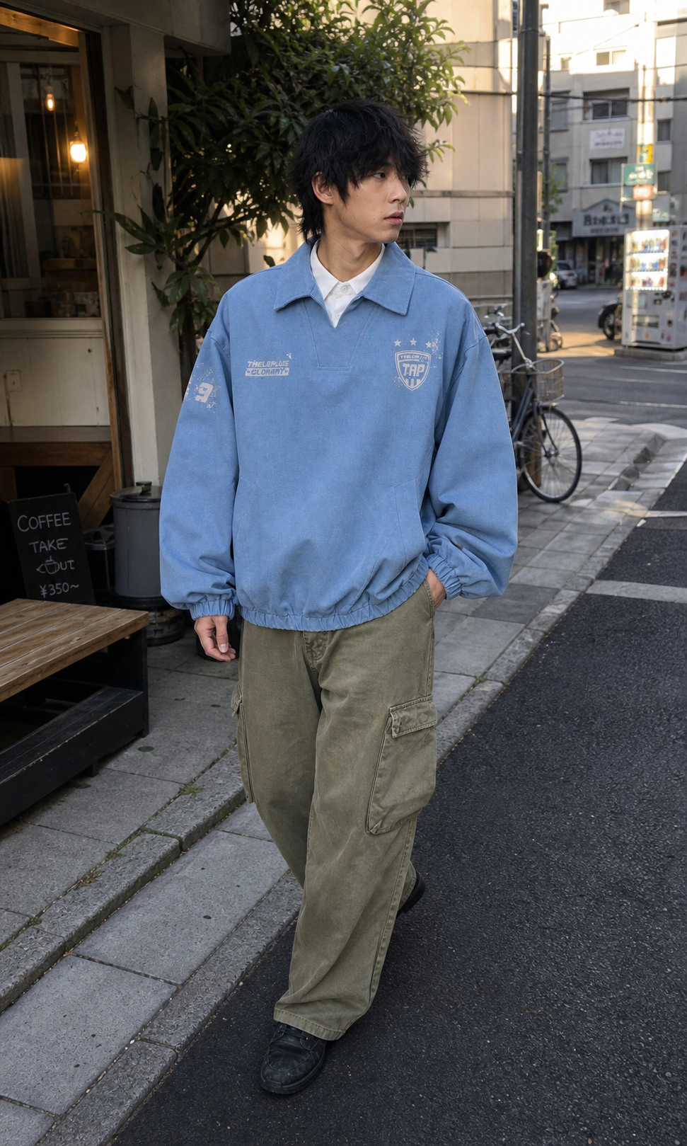 Light Blue Vintage Varsity Pullover showcase 1