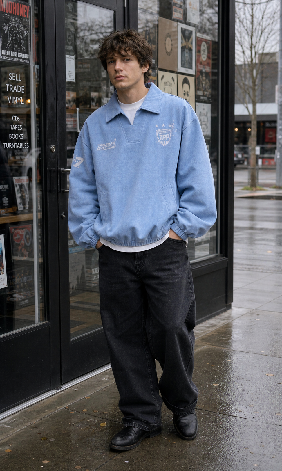 Light Blue Vintage Varsity Pullover showcase 5