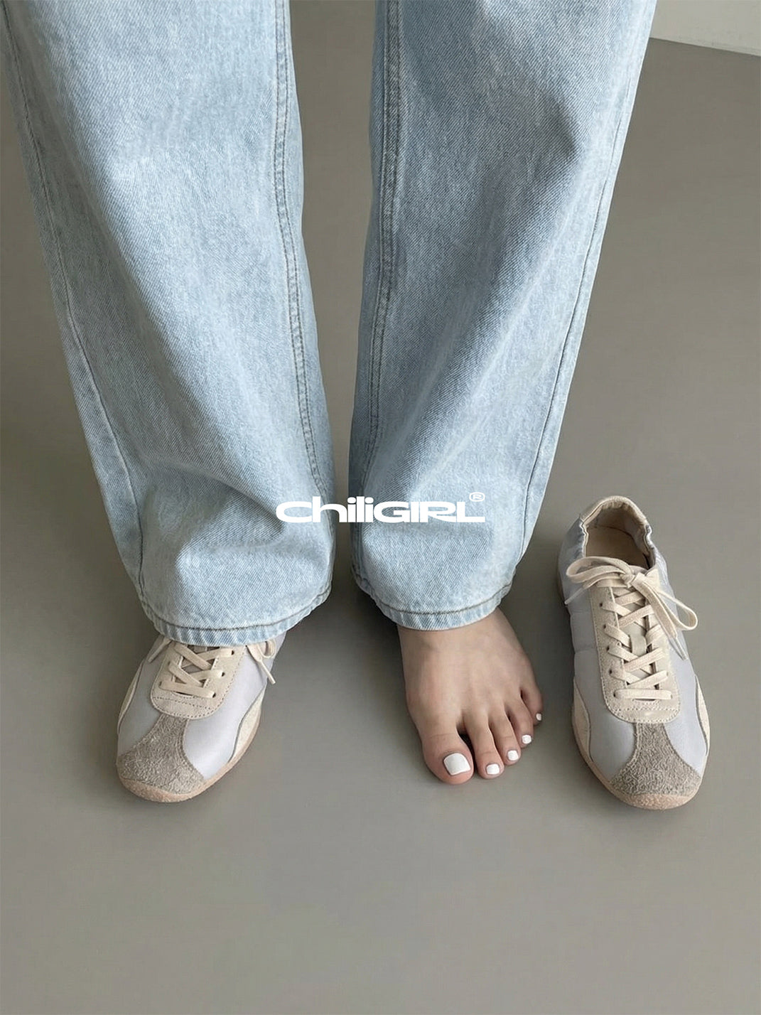 Light Beige Retro Lace-Up Trainers - View 5