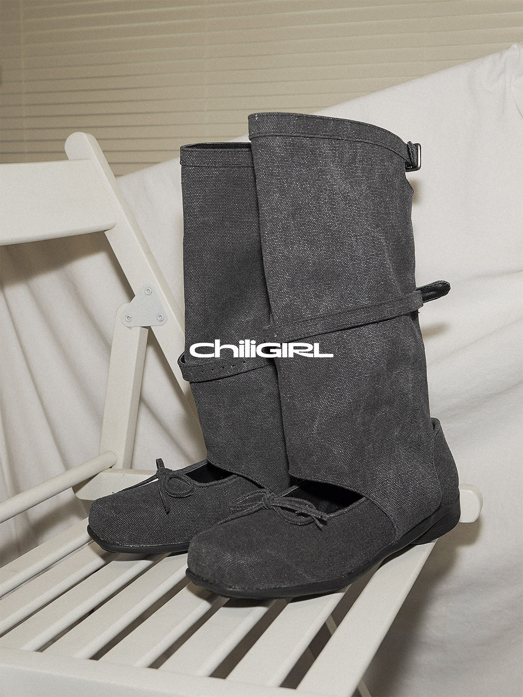 Mary Jane Tall Denim Sandal Boots - View 5
