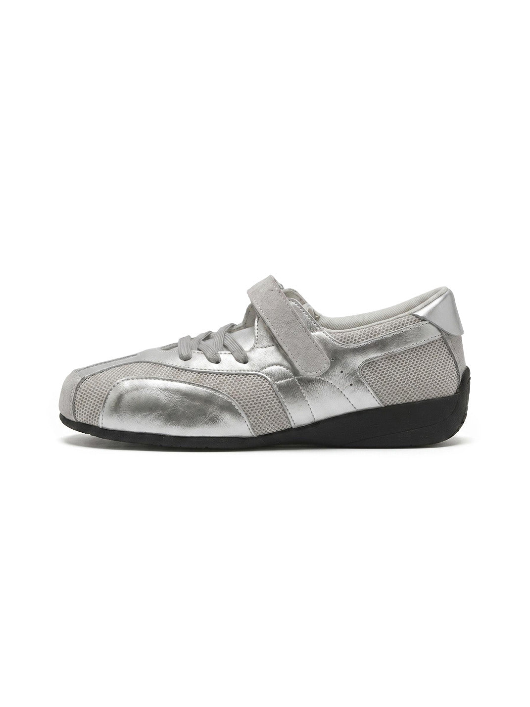 Silver Mesh Velcro Trainer Sneakers