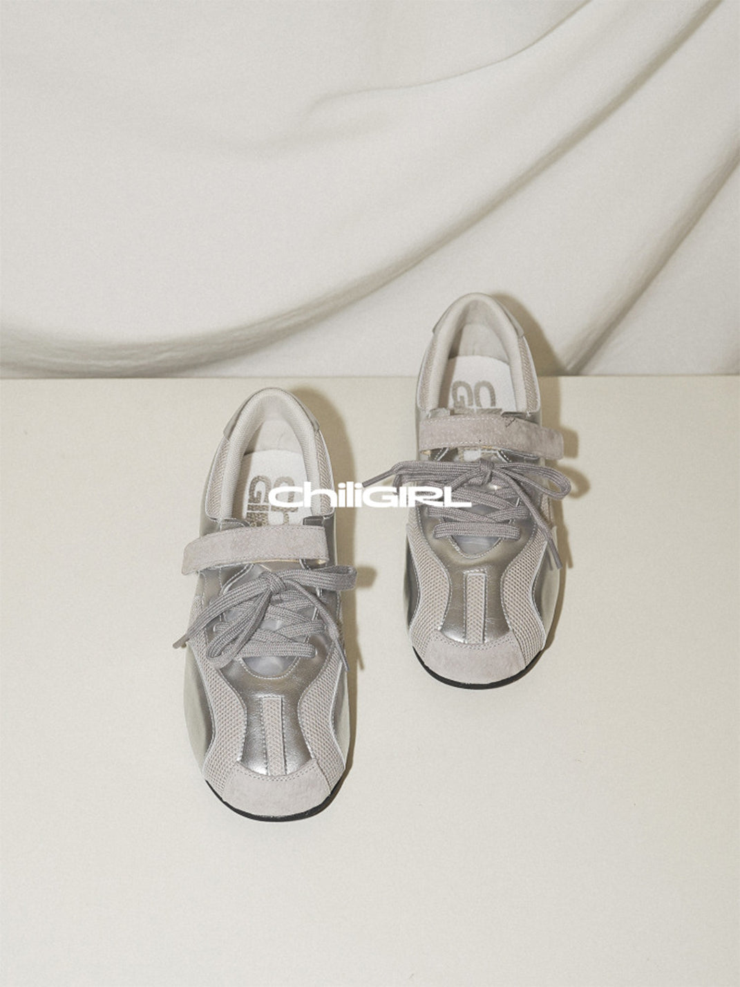 Silver Mesh Velcro Trainer Sneakers - View 5