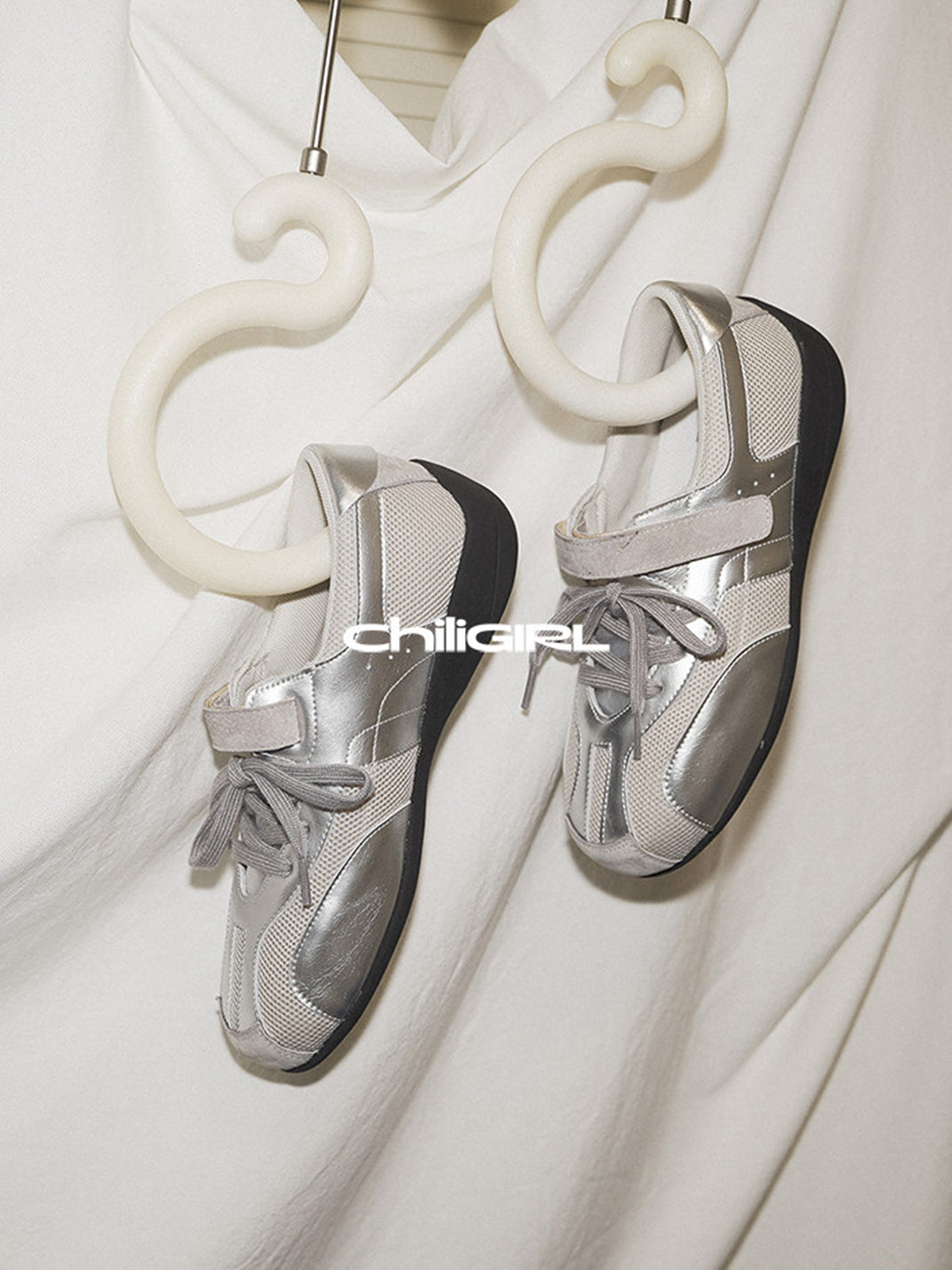 Silver Mesh Velcro Trainer Sneakers - View 11