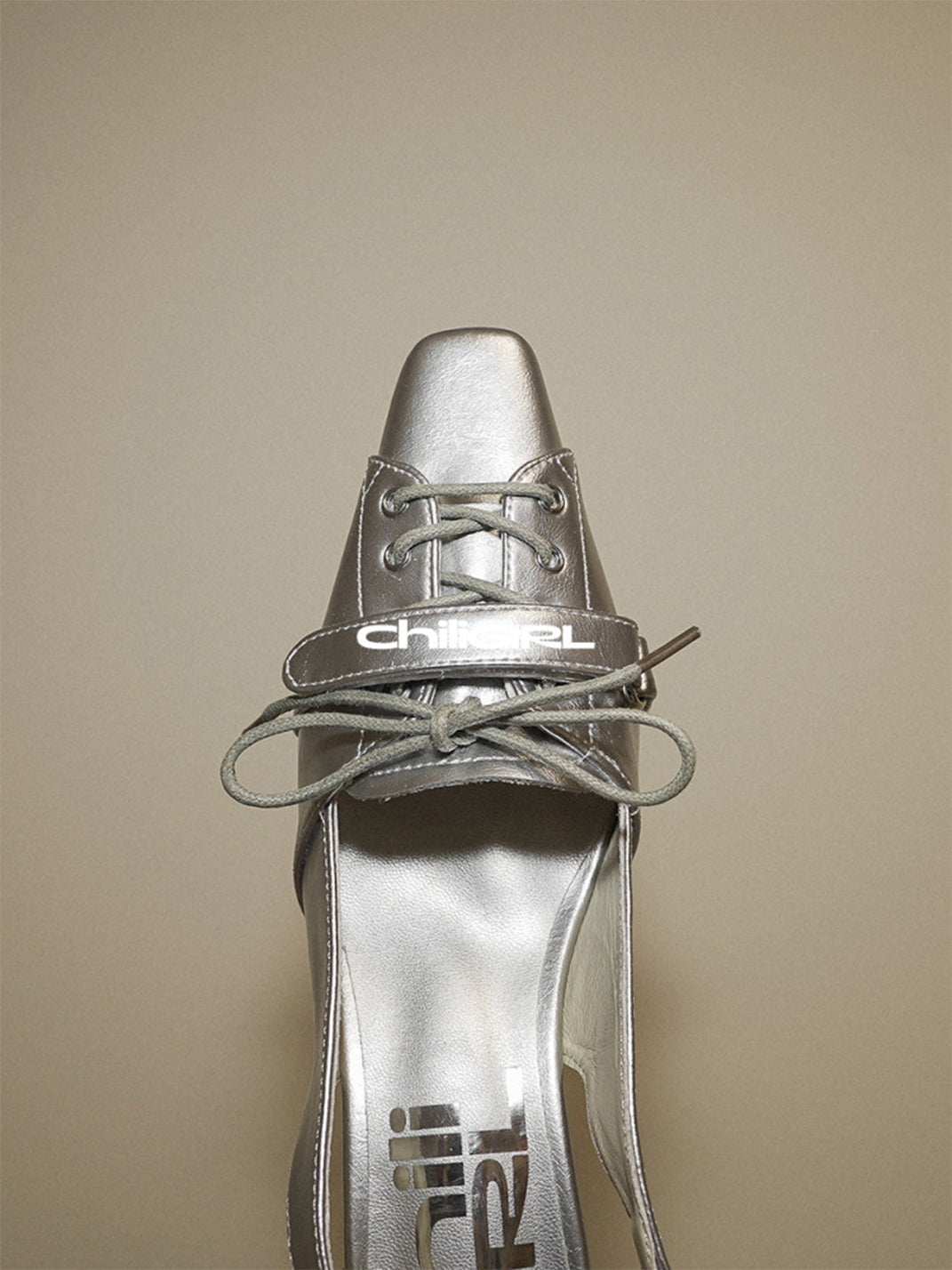 Silver Pointed-Toe Kitten-Heel Slingbacks - View 9