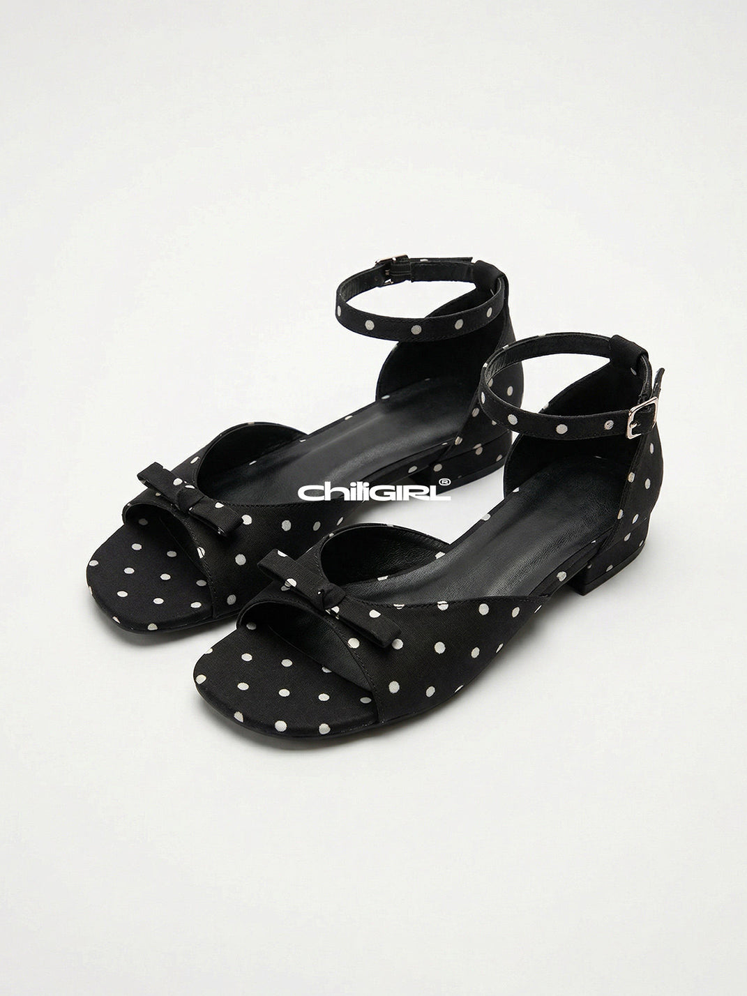 Polka-Dot Ankle-Strap Open-Toe Sandals - View 10