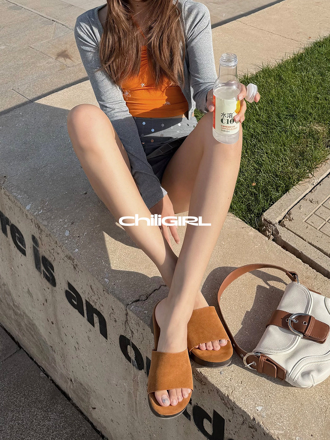 Studded Brown Sculpted-Heel Slides - View 3