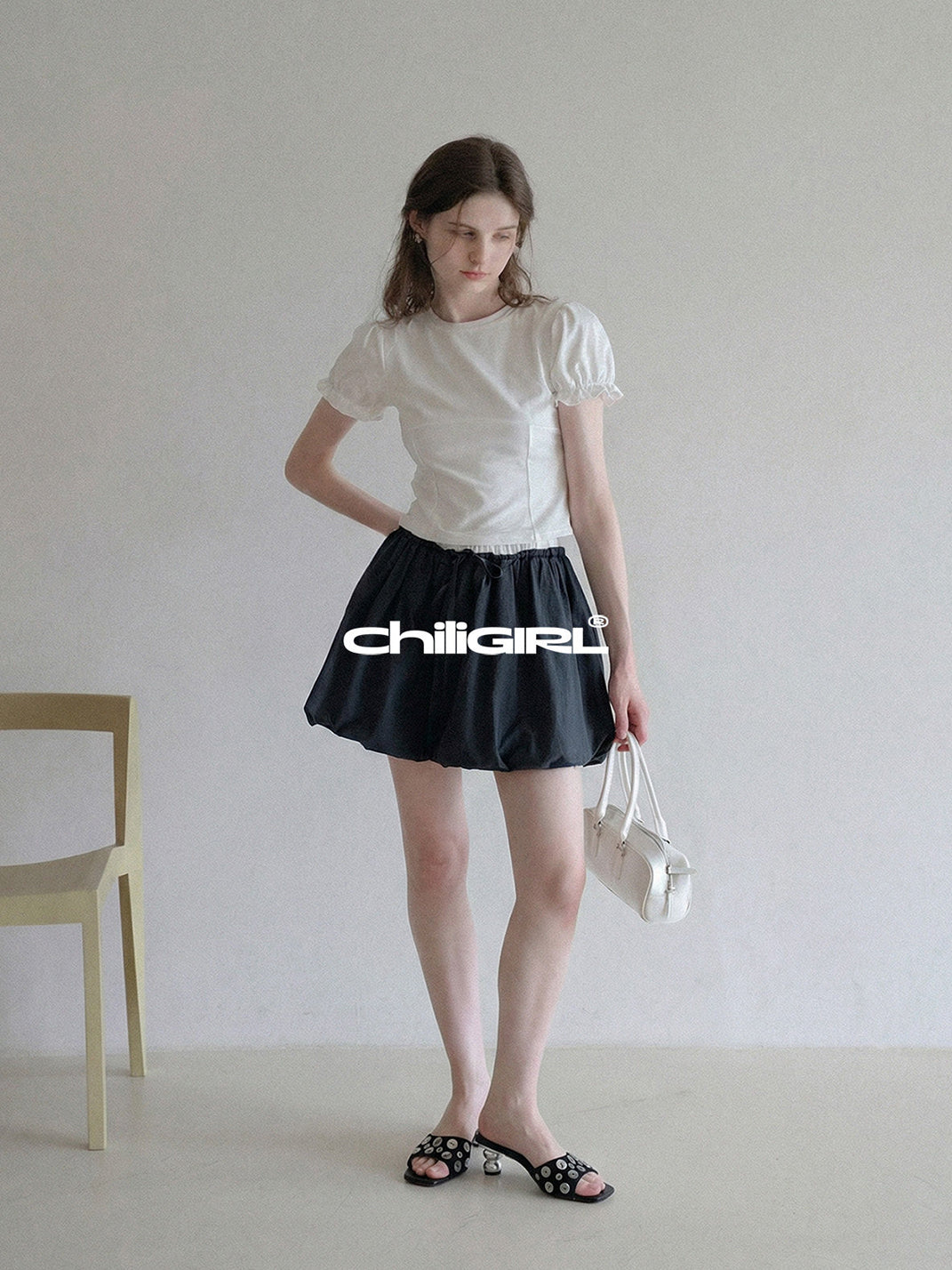 Black Shell-Buckle Sculpted-Heel Slides - View 8