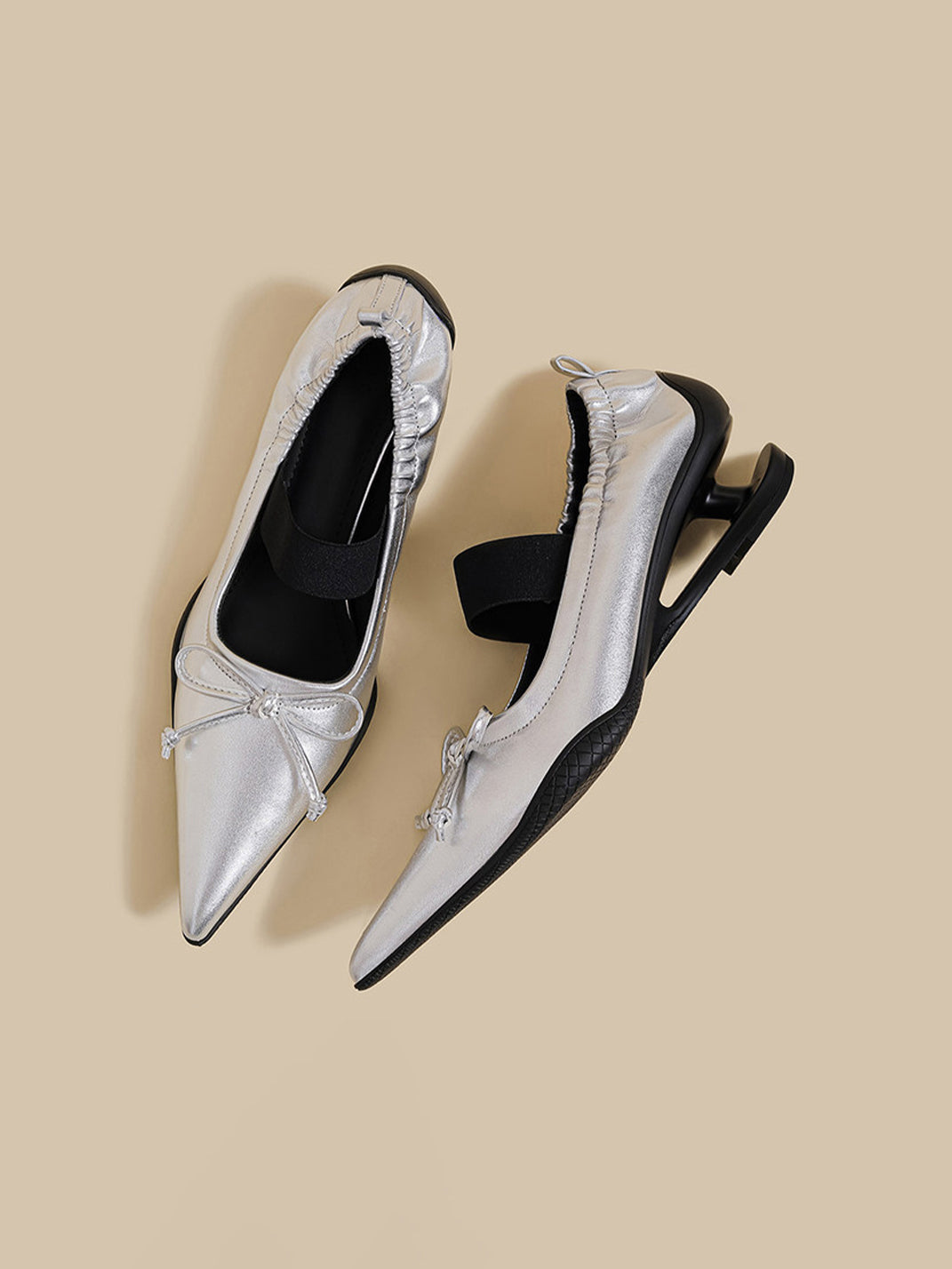 Pleated Pointed-Toe Sculpted-Heel Mules - View 11