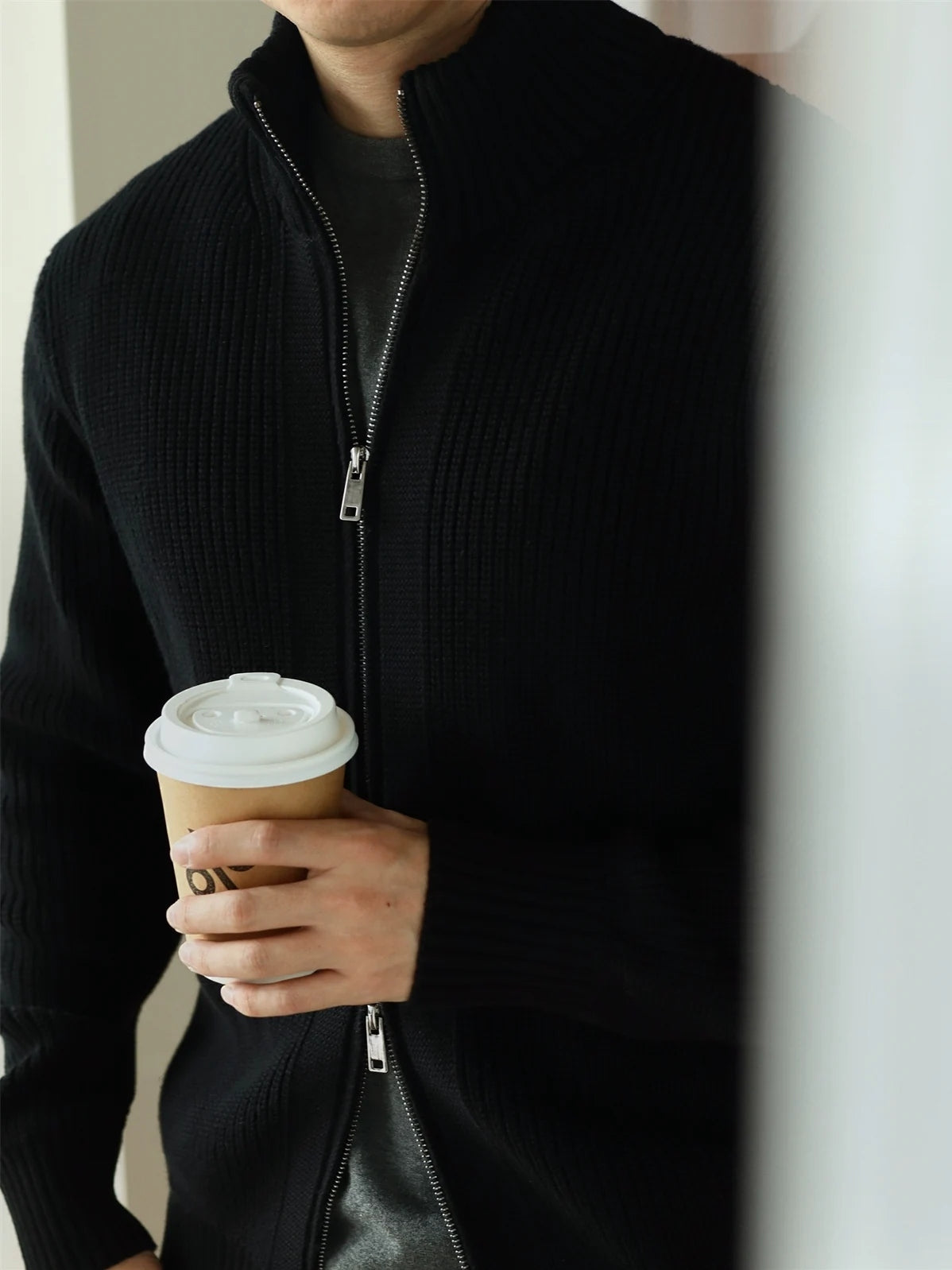 Ribbed Cotton Double-Zip Cardigan product view 4