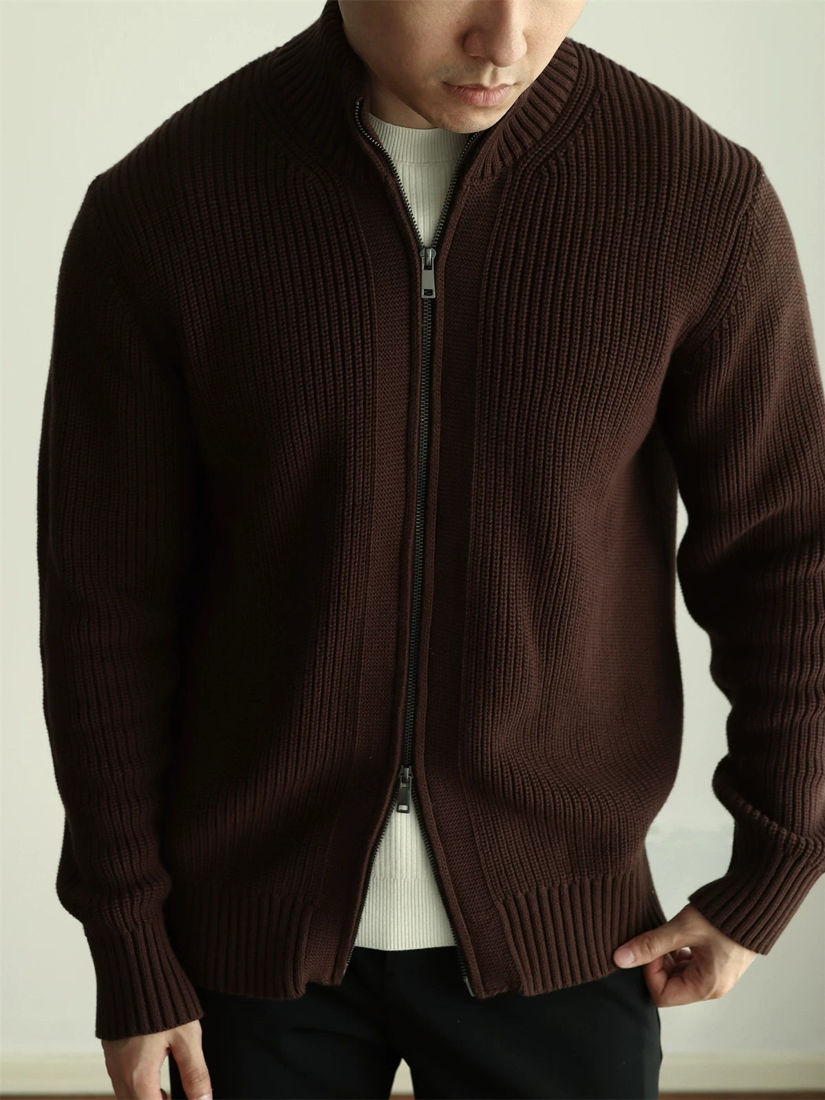 Ribbed Cotton Double-Zip Cardigan product view 5