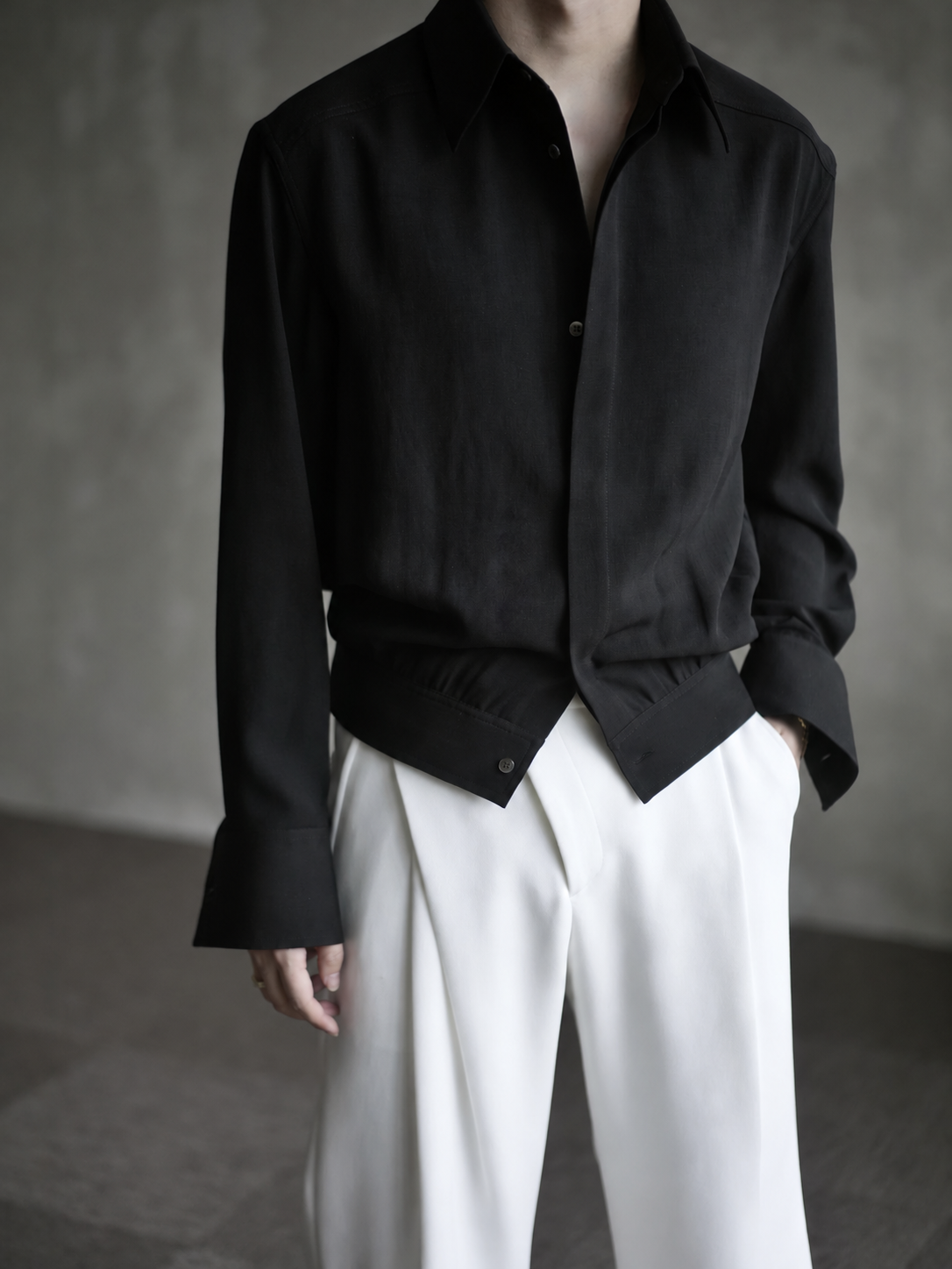 Hidden-Placket Cropped Shirt Jacket product view 2
