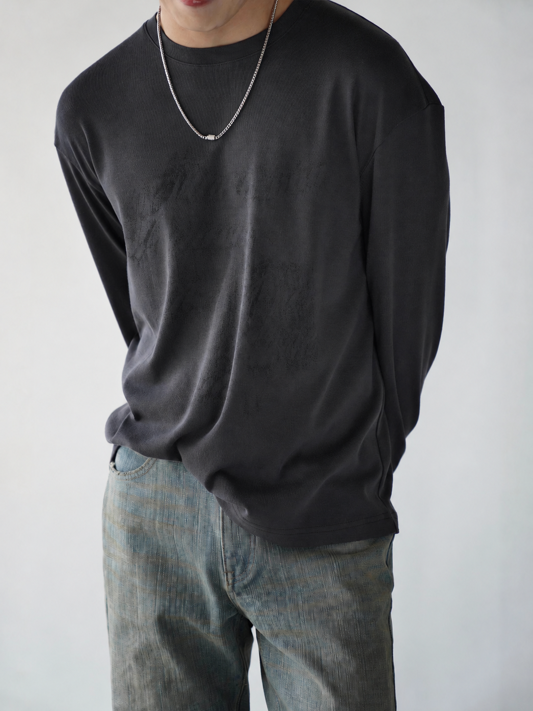 Sandwashed Tonal-Emblem Long-Sleeve Tee product view 1