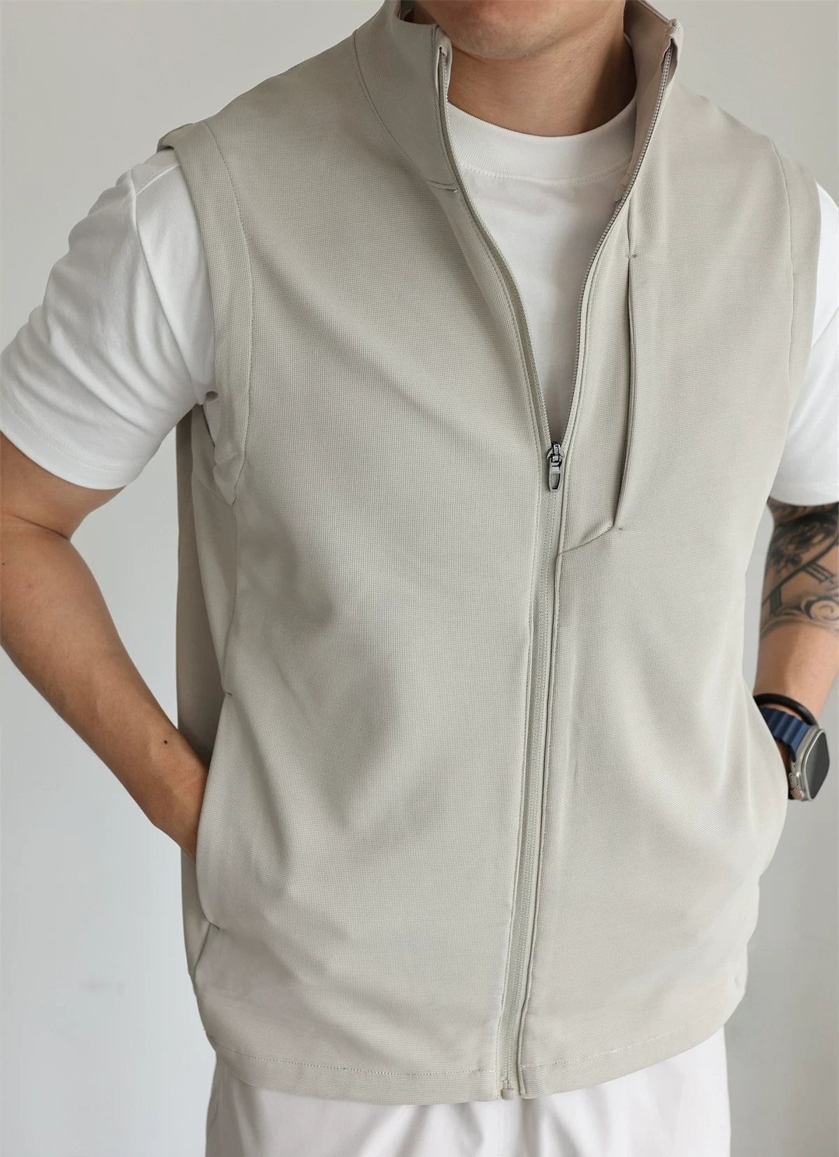 Stand-Collar Four-Way Stretch Vest product view 1