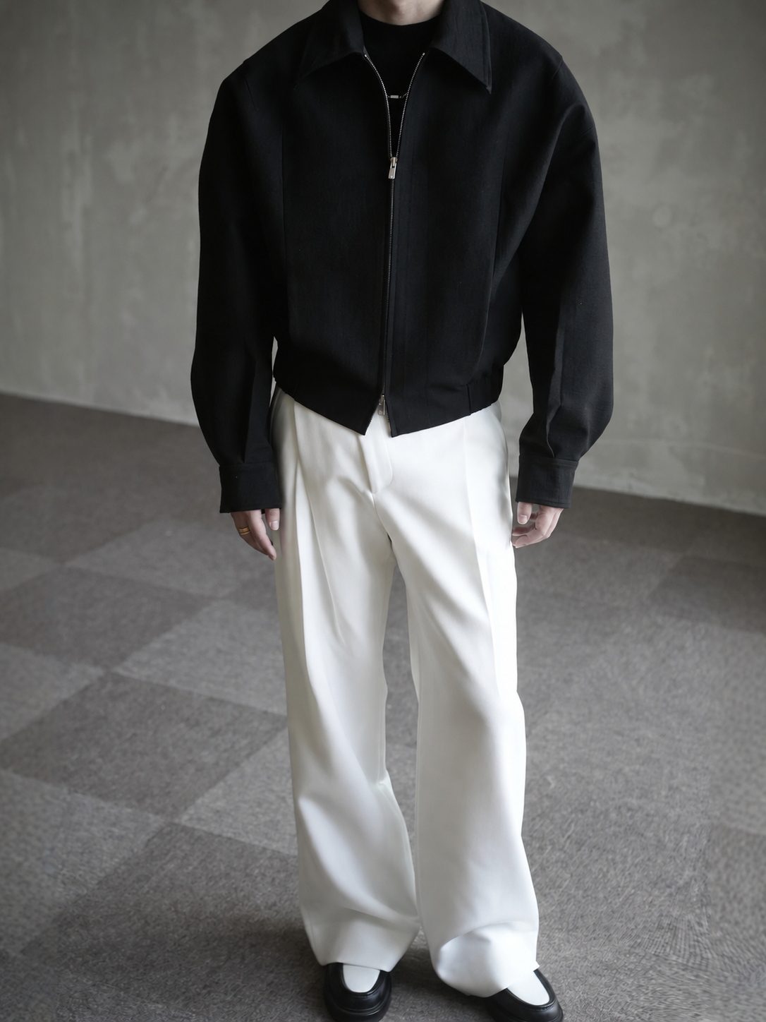 Textured Double-Collar Zip Jacket product view 1