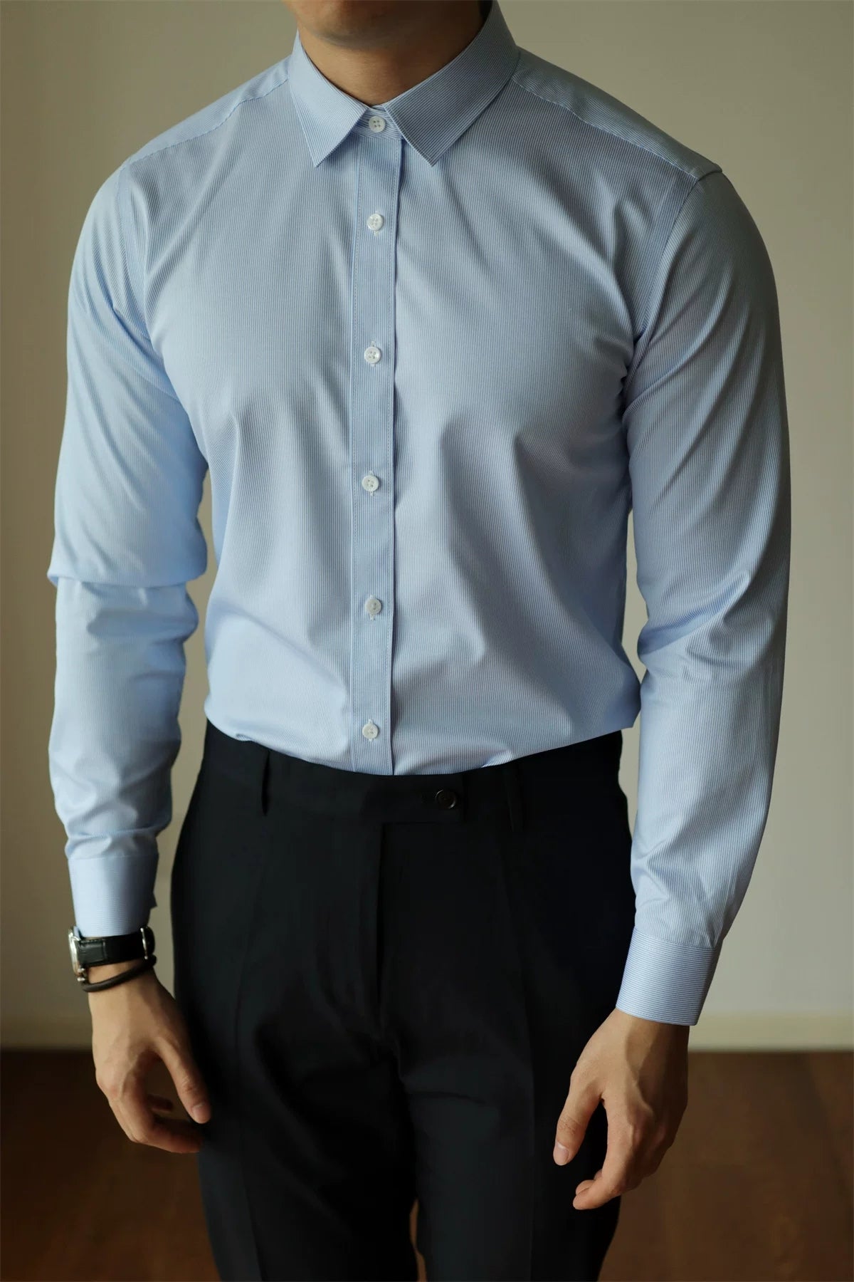 Tailored Stretch Button-Front Shirt product view 3