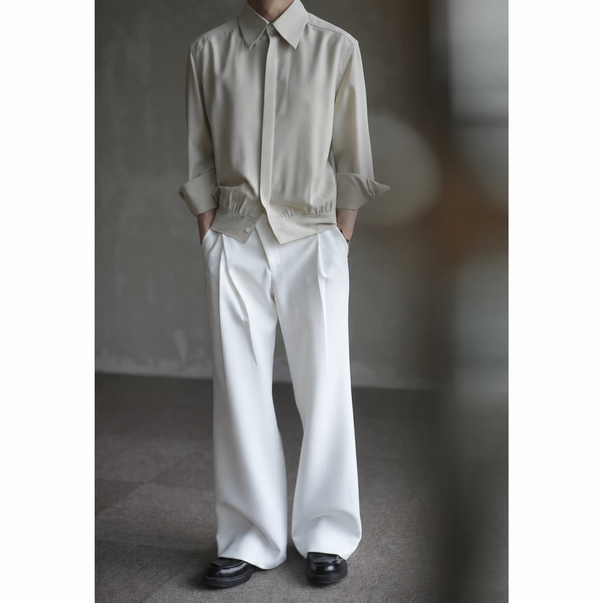 Hidden-Placket Cropped Shirt Jacket product view 3