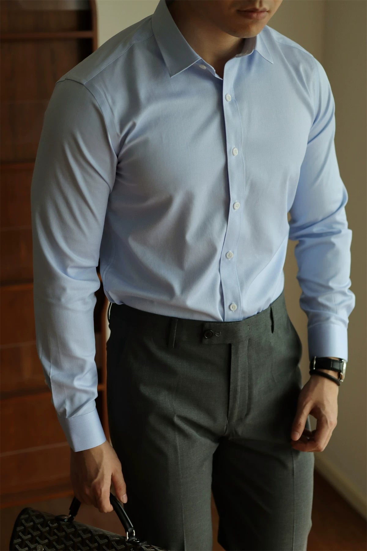 Tailored Stretch Button-Front Shirt product view 5