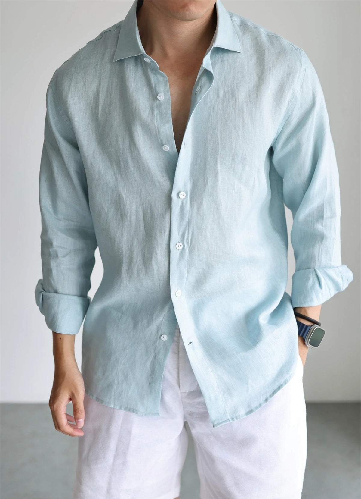Pure Linen Relaxed Button-Front Shirt product view 6