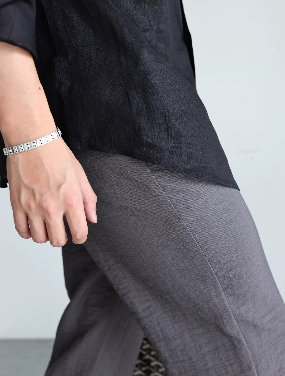 Linen-Blend Drawstring Straight-Leg Pants product view 5