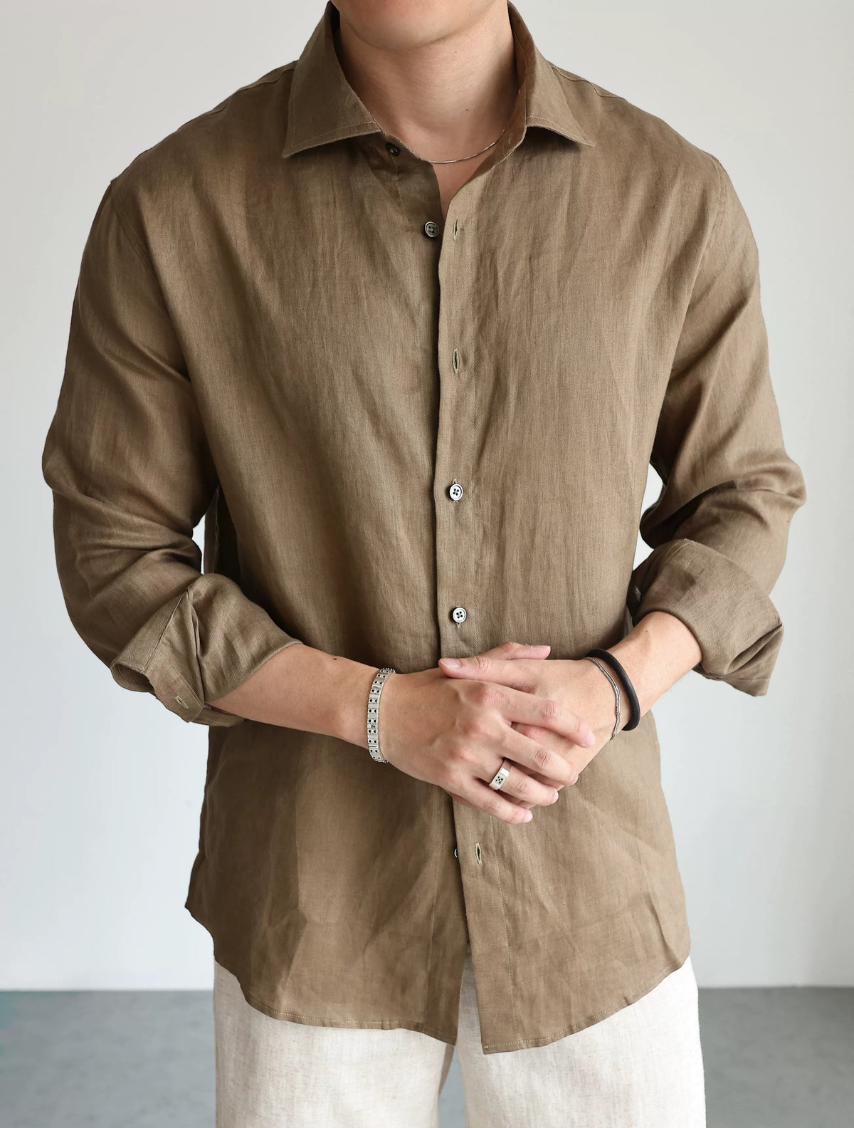 Pure Linen Relaxed Button-Front Shirt product view 11
