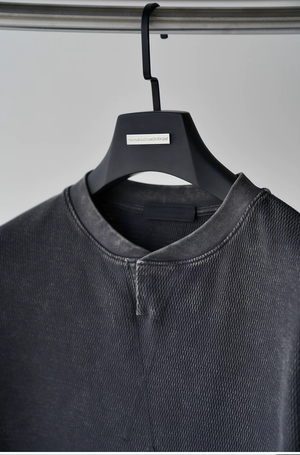 Baseball-Collar Heavy Cotton Long-Sleeve Top product view 3