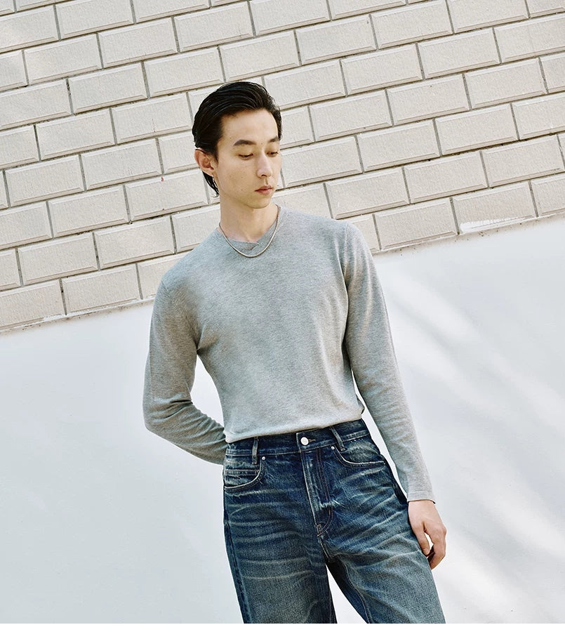 Overlapping V-Neck Lyocell-Blend Sweater product view 3