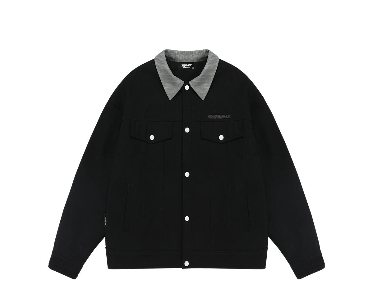 Contrast-Collar Canvas Work Jacket product view 2