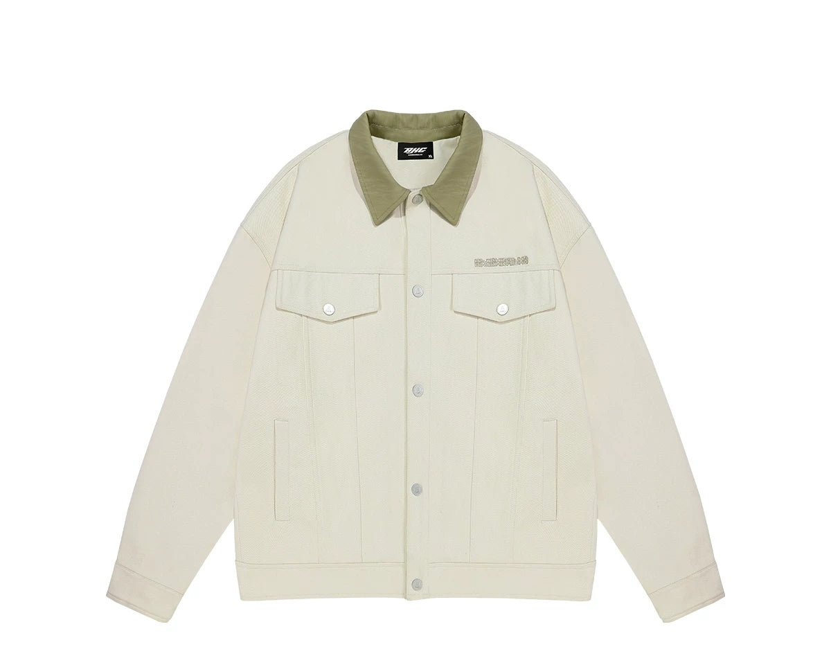 Contrast-Collar Canvas Work Jacket product view 3