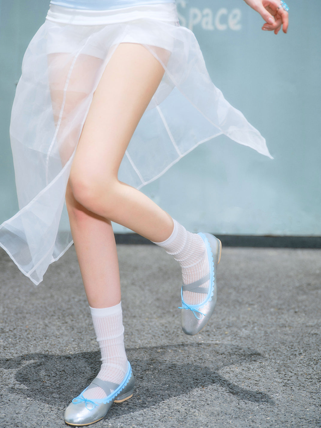 Contrast-Trim Ballet Mary Jane Flats - View 8