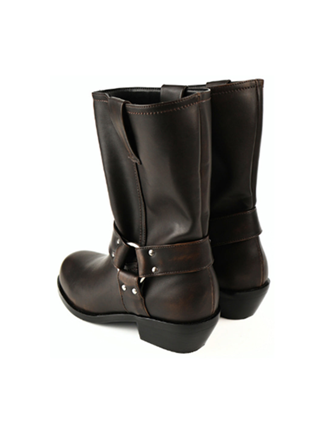 Brown Buckled Western Ankle Boots - View 9