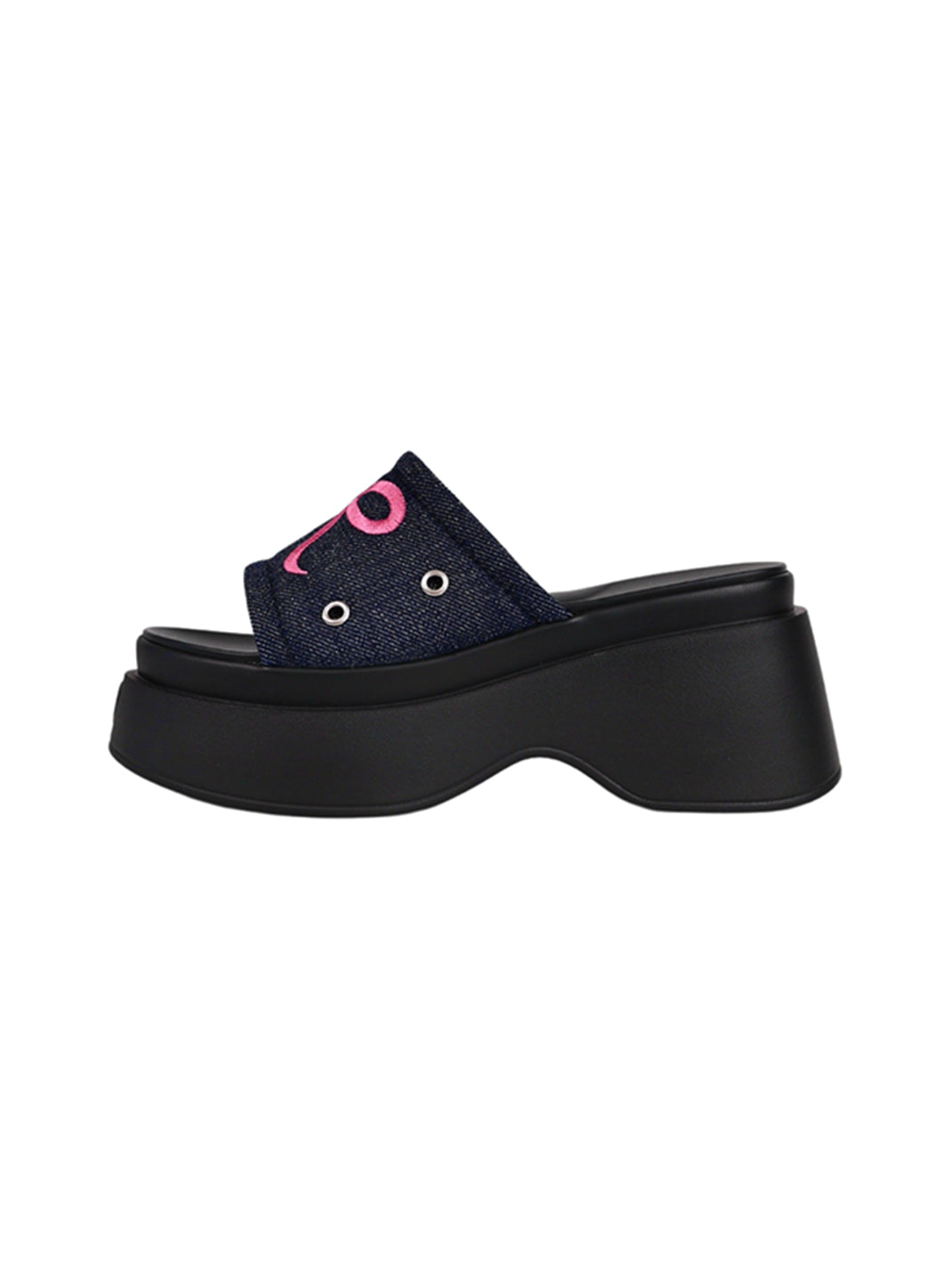 Hot-Pink Bow-Detail Platform Slides - View 10